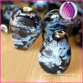 Black blue flower glaze porcelain beads heart-shaped pendant